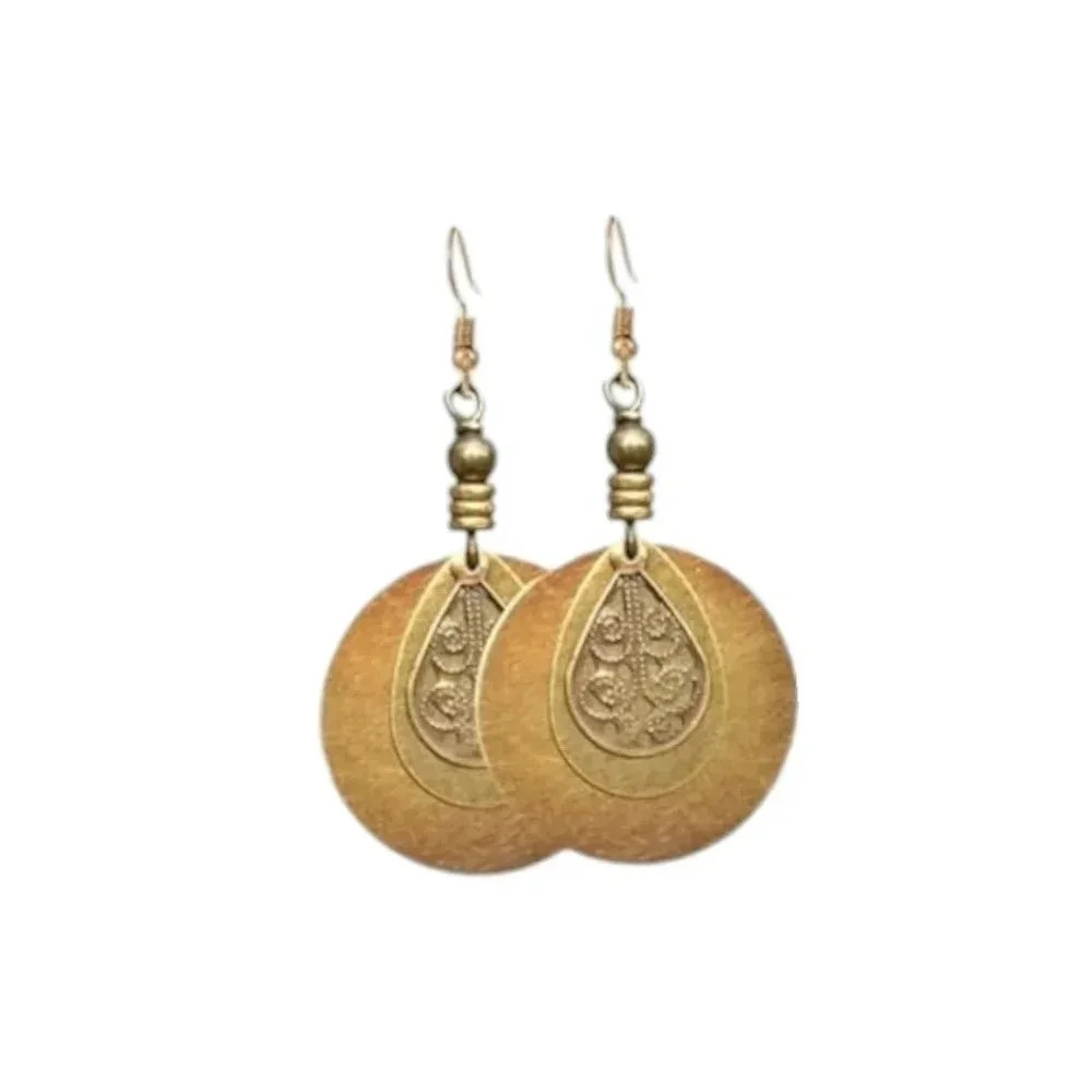 Golden Bohemian Dangle Earrings - Picture 4 of 4